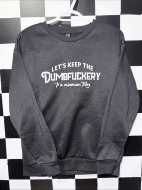 SHEIN Black Crewneck Sweater with White Slogan